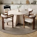 Set masa si scaune (5 piese), Nordure, Monroe 4, Travertin / Nuc / Alb
