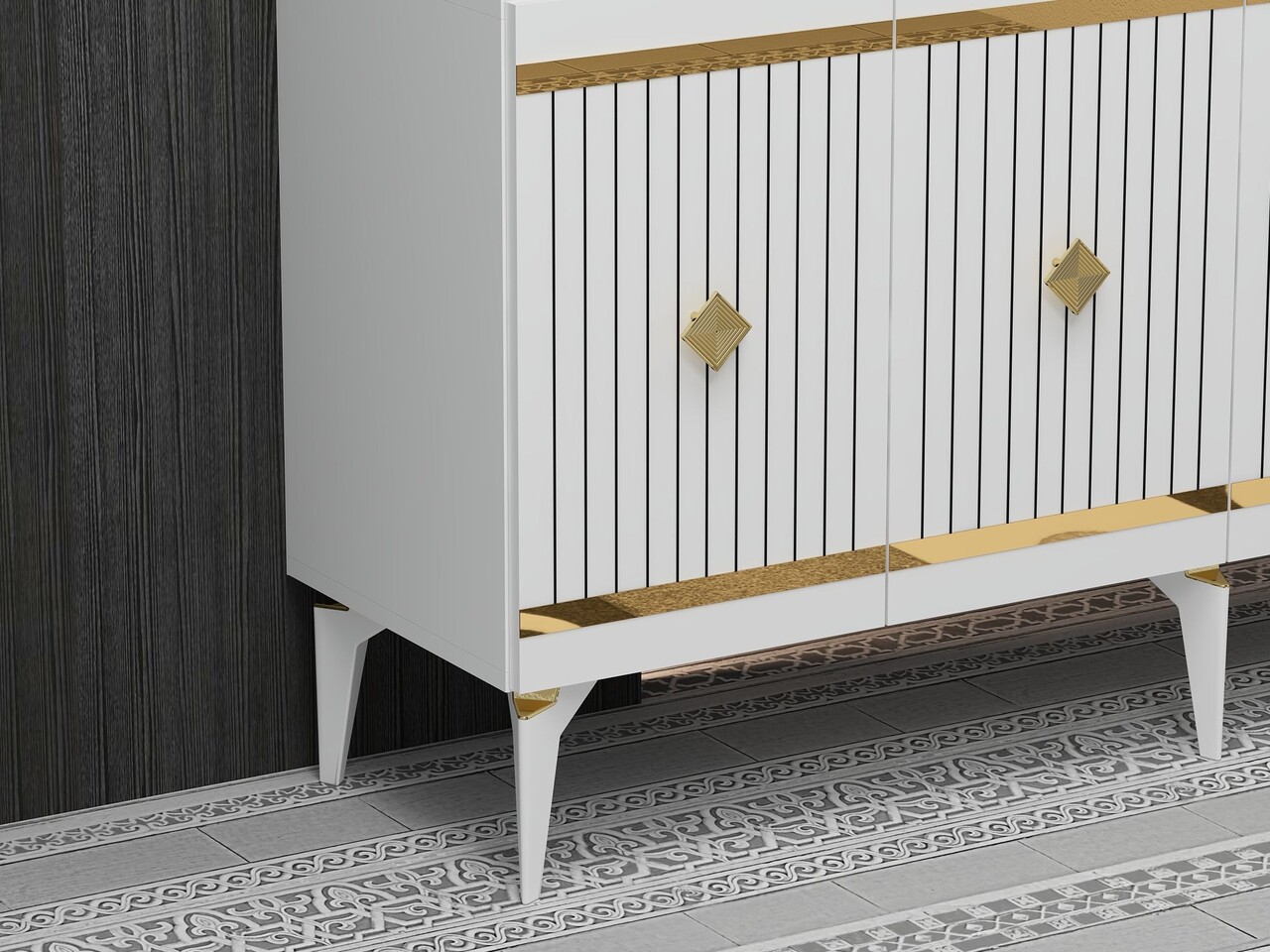 Consola, Hanah Home, Lenora, 150x79x40 cm, PAL , Alb/Auriu - view 4