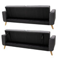 Canapea extensibila 3 locuri Carmelo, Pakoworld, 214x80x86 cm, lemn/textil, gri inchis
