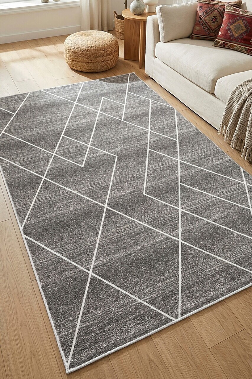 Covor, CLR-0000675-002, 80x140 cm, Poliester, Gri