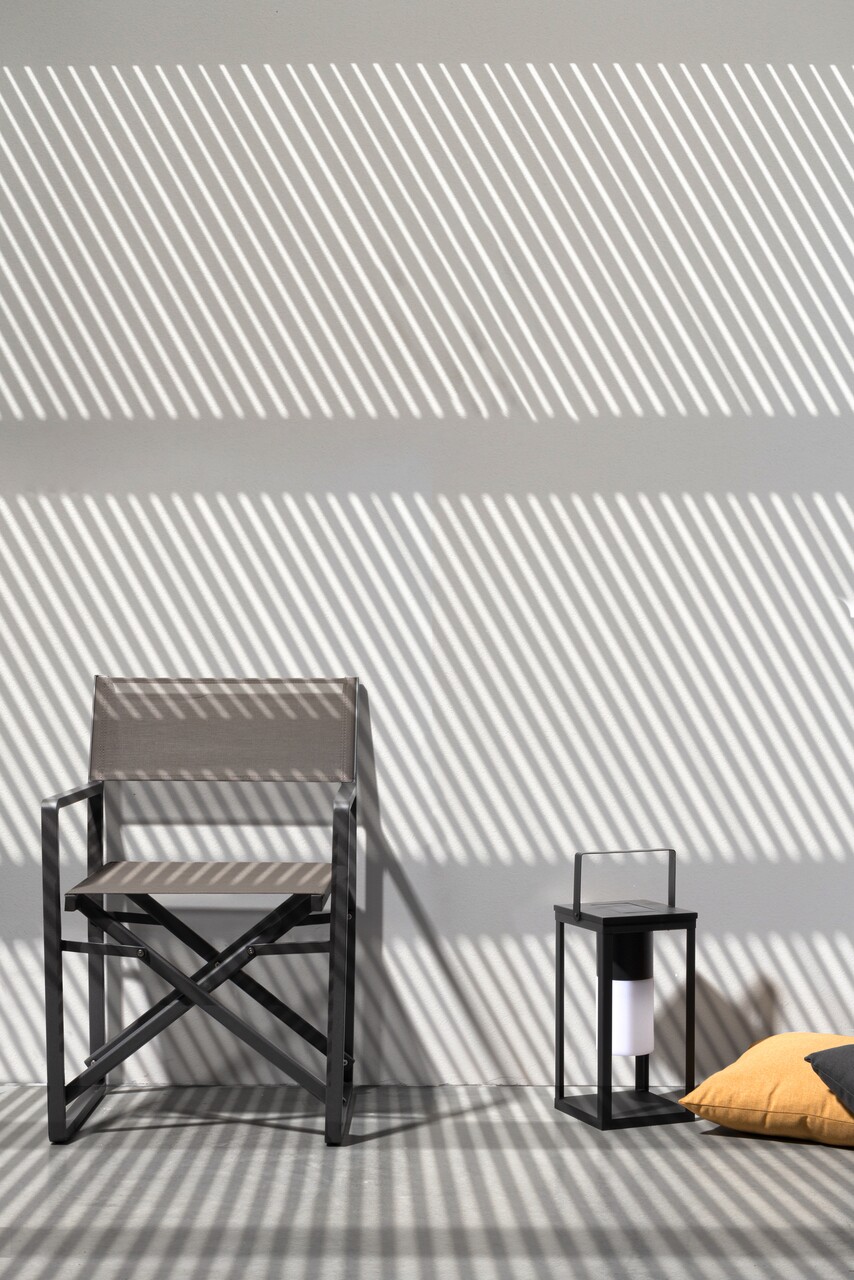 Scaun de gradina pliabil Konnor, Bizzotto, 55 x 50.5 x 84.5 cm, aluminiu/textilena 1x1, gri carbune