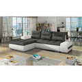Coltar extensibil stanga 4 locuri ELTAP, Ov08, Ottavio, 275x180x85 cm, lemn/poliester, gri/alb