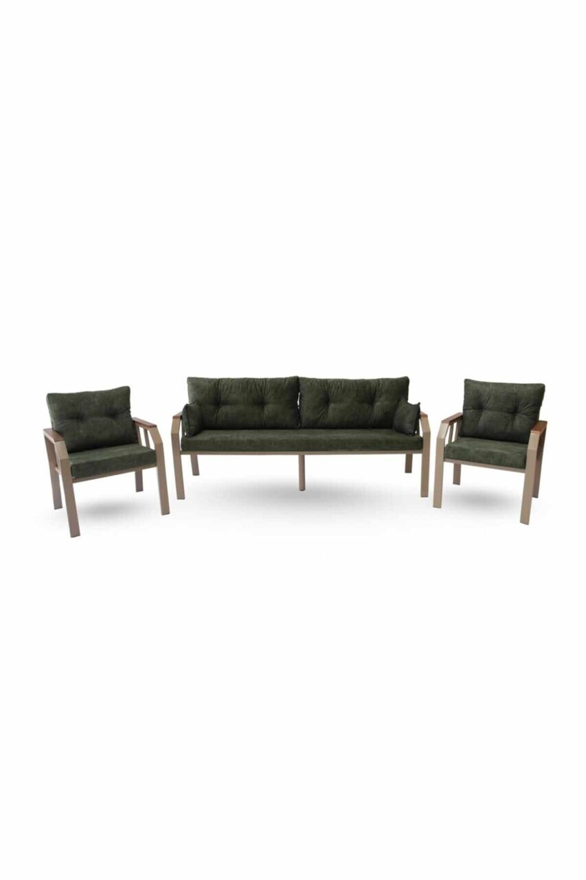 Set mobilier de gradina, Hanah Home, 3+1+1, Metal, Verde - view 2