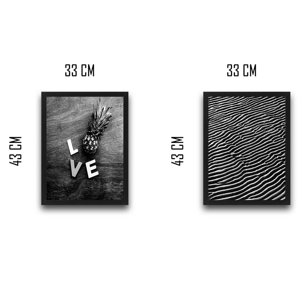 Set 2 tablouri decorative, Love Black White Set, PAL, Hartie, Multicolor - 1 | YEO