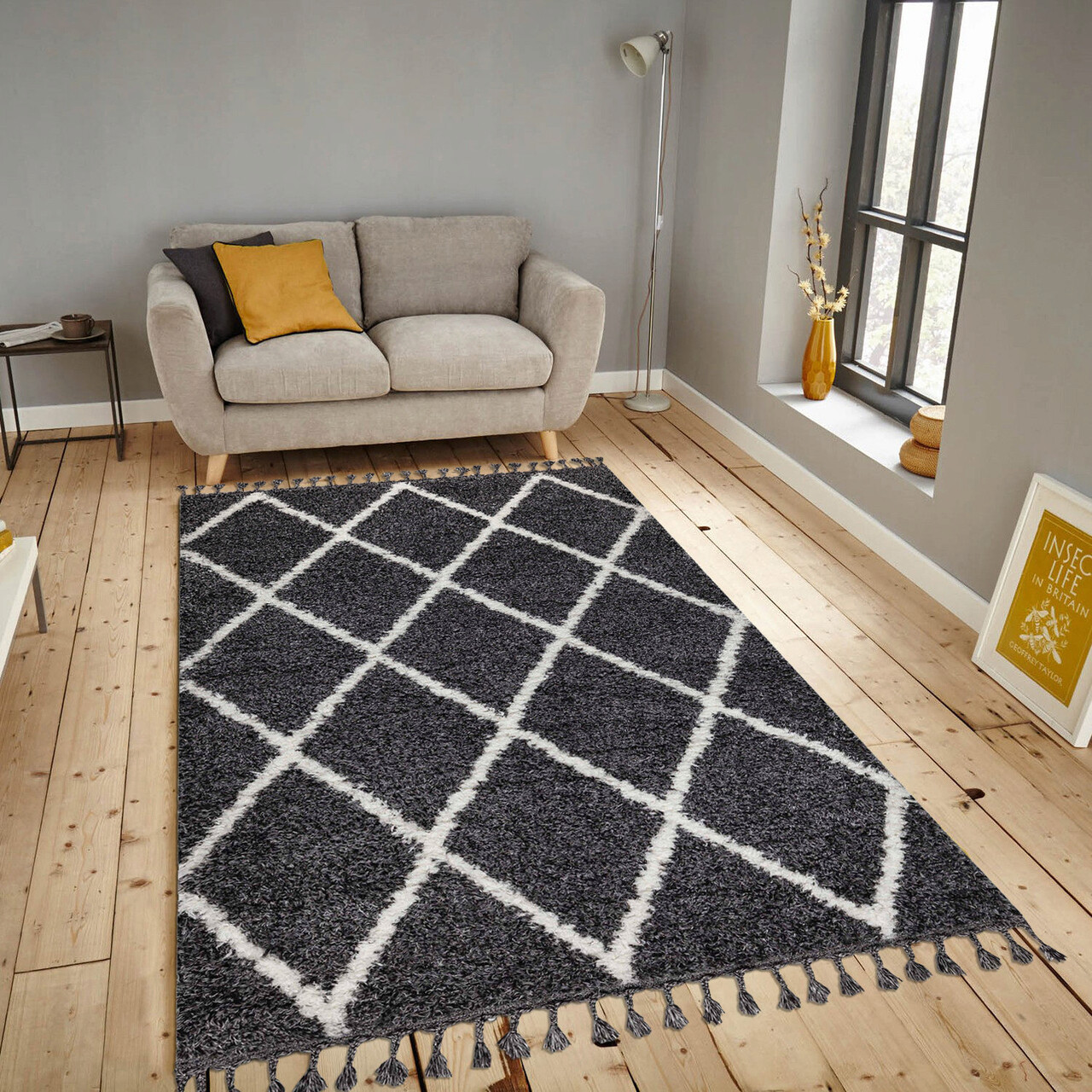Covor, 0500E , 120x180 cm, Poliester, Antracit/Alb - 1 | YEO