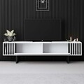 Comoda TV, Bexley, Chrome Line, Alb/Negru