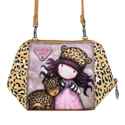Geanta cu banduliera, gorjuss, leopard, 26 x 15.5 x 9.5 cm, poliester/poliuretan, multicolor
