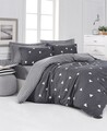 Lenjerie de pat dubla King Quilt(EU) Üçgen, Eponj Home, 3 piese, 240x220 cm, amestec bumbac, gri