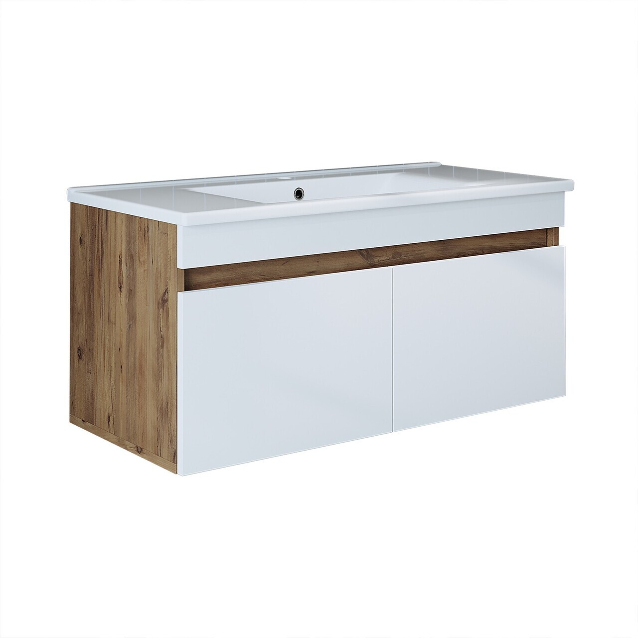 Dulap de baie cu chiuvetă, Hanah Home, 1904, 100x48x45.5 cm, MDF-LAM, Pin Atlantic / Alb Mat — imaginea 6