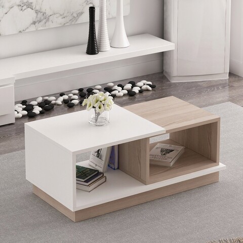 Masuta de cafea, Inarch, Viyana, 90x36x45 cm, Stejar alb Inarch