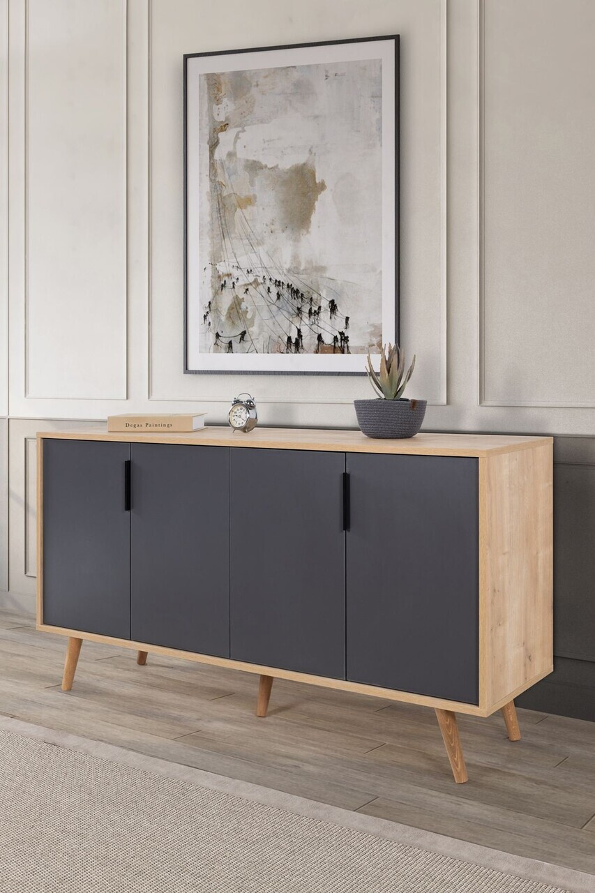 Consola, Hanah Home, Sırma 4516, 150x82x44 cm, PAL, Stejar safir / Antracit — imaginea 3