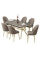Set masa extensibila si scaune (7 piese), Hanah Home, Sim, Antracit / Auriu / Cappuccino
