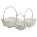 Set 3 cosuri pentru depozitare, Square, Creaciones Meng, 21x21x11 cm, lemn de salcie, alb