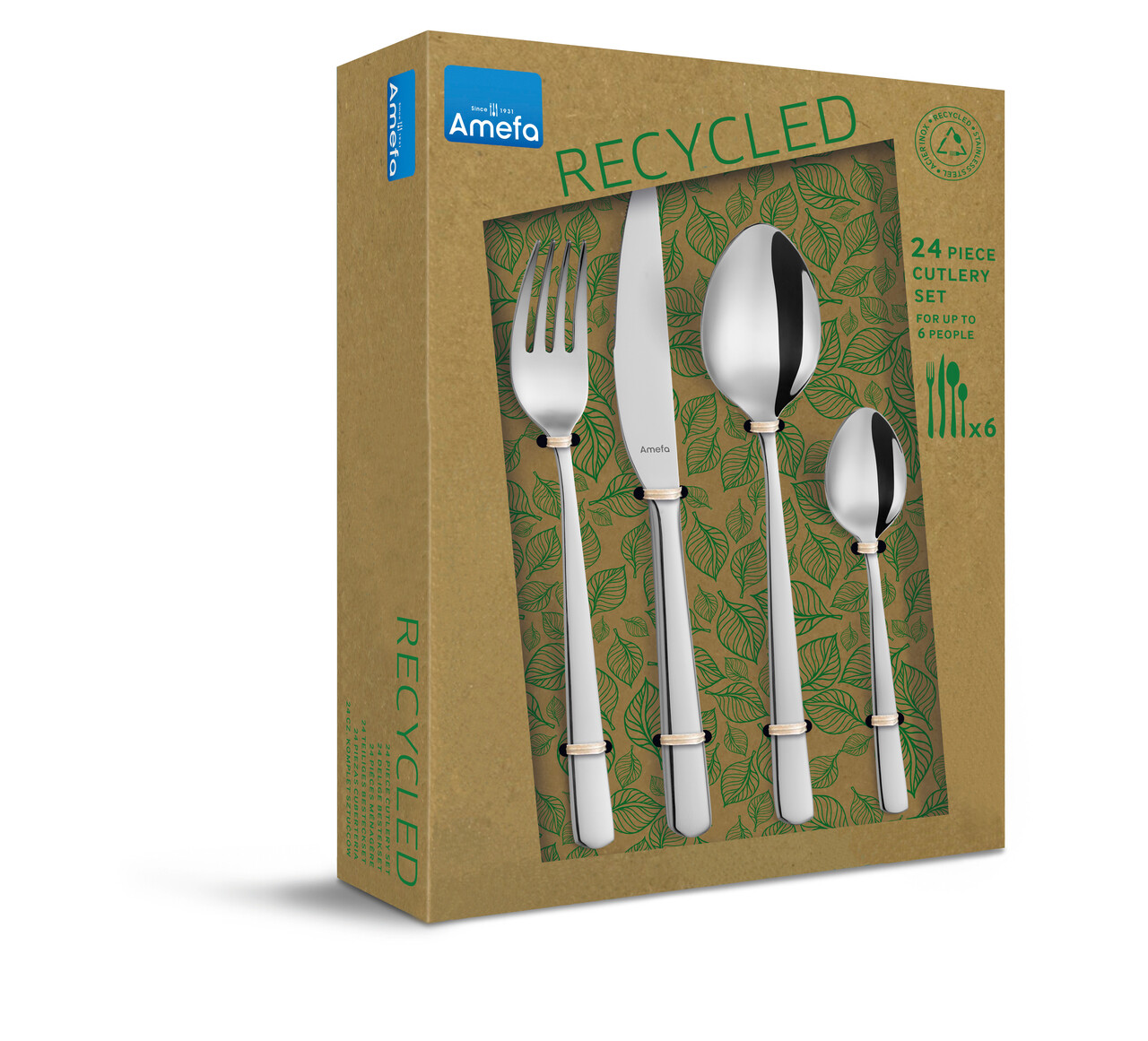 Set tacamuri 24 piese in cutie cadou Phoenix, Amefa, 6 persoane, inox 18/0, argintiu - imagine 8