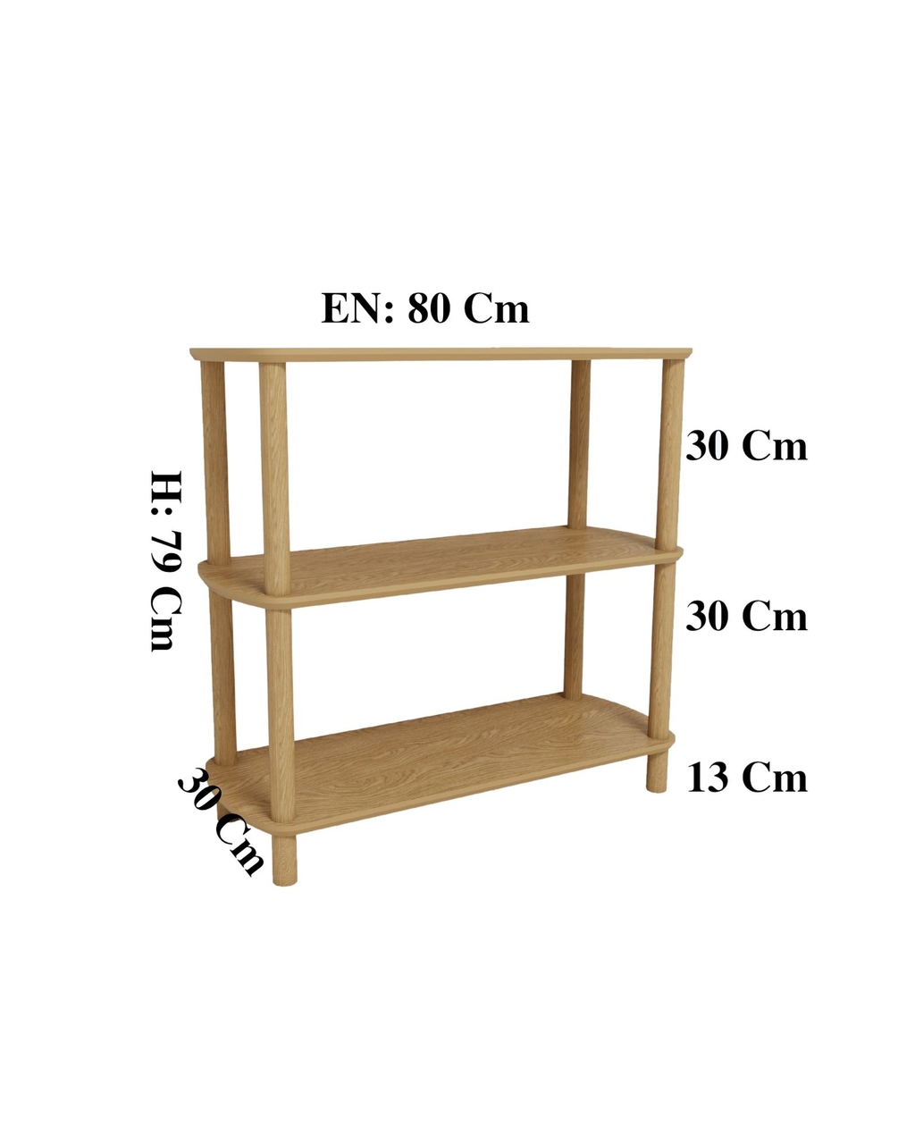 Corp biblioteca, Hanah Home, Rosa 3, 80x79x30 cm, Stejar - view 6