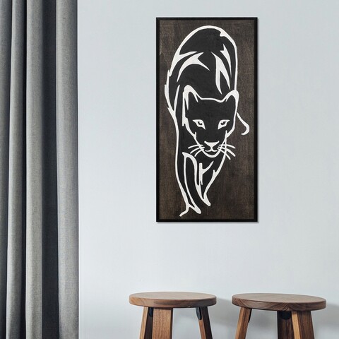 Decoratiune de perete, Jaguar, Placaj, 29 x 59 cm, Alb negru mezoni.ro