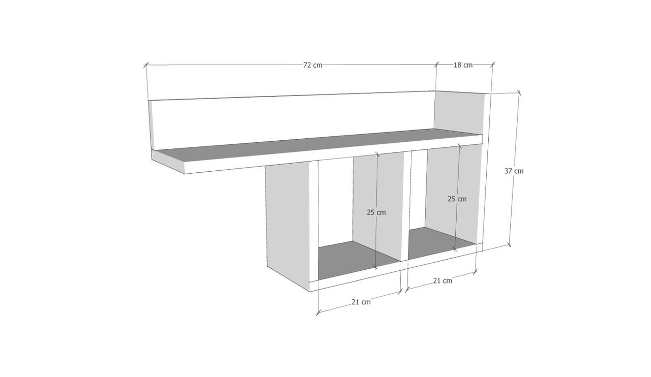 Raft de perete, Kalune Design, Room, 72x37x18 cm, Alb