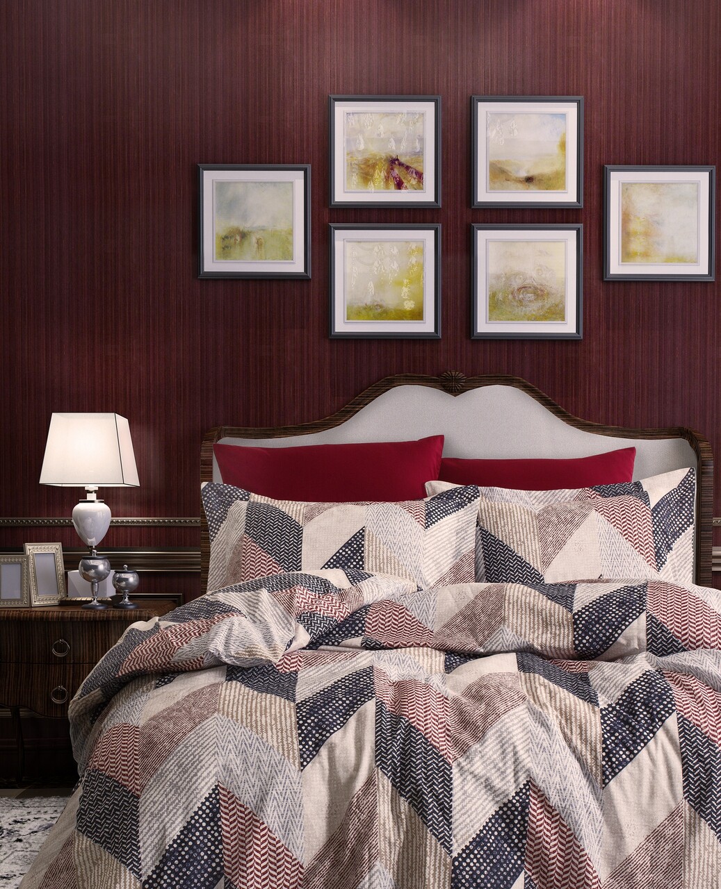 Lenjerie de pat dubla, L'essentiel Maison, Anatoli, Cream / Brown / Beige