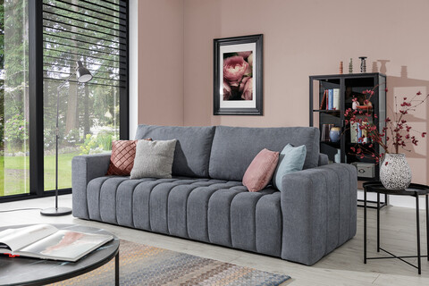 Canapea extensibila 3 locuri ELTAP, Laz20, Lazaro, 247x97x92 cm, lemn/poliester, gri
