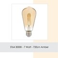 Bec LED ST64, Sage, Gun Isigi, E27, 7W, 3000K, 720 lm, sticla