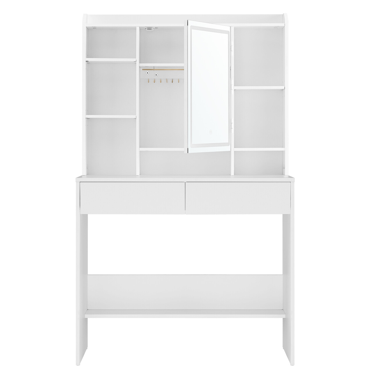 Masa de toaleta cu  oglinda cu LED-uri ajustabile / masuta dressing, Vasagle, 90x40x144.7 cm, PAL, alb