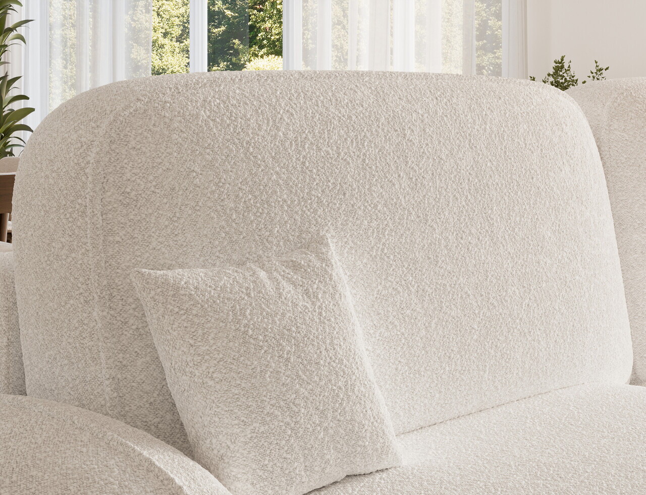 Coltar extensibil dreapta 3 locuri ELTAP, Tesalia, 240x150x93 cm, lemn/tesatura boucle, alb — imaginea 8