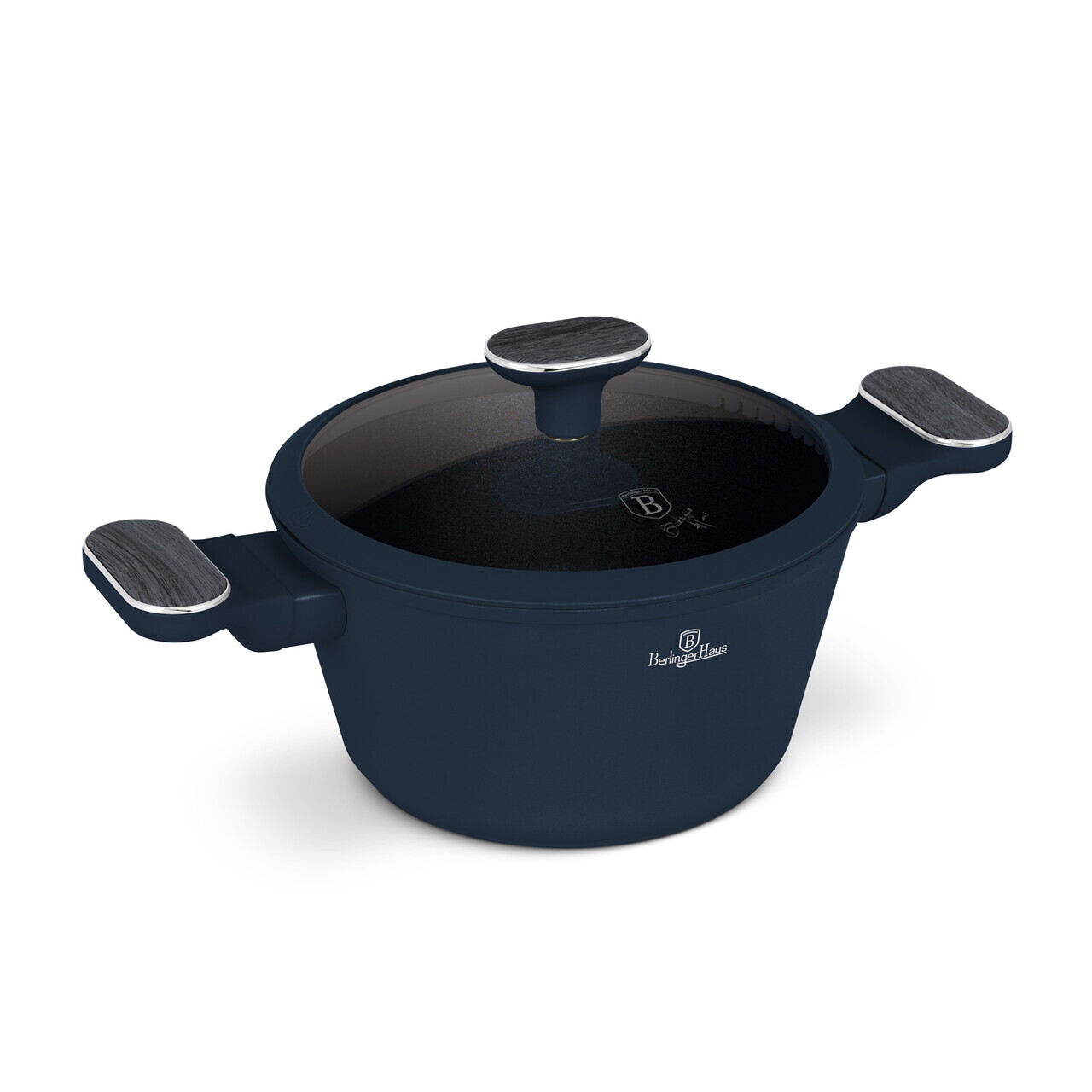 Oala cu capac Berlinger Haus, Deep Sea, 20 cm, 2.6 L, aluminiu forjat, albastru mat/gri - imagine 2