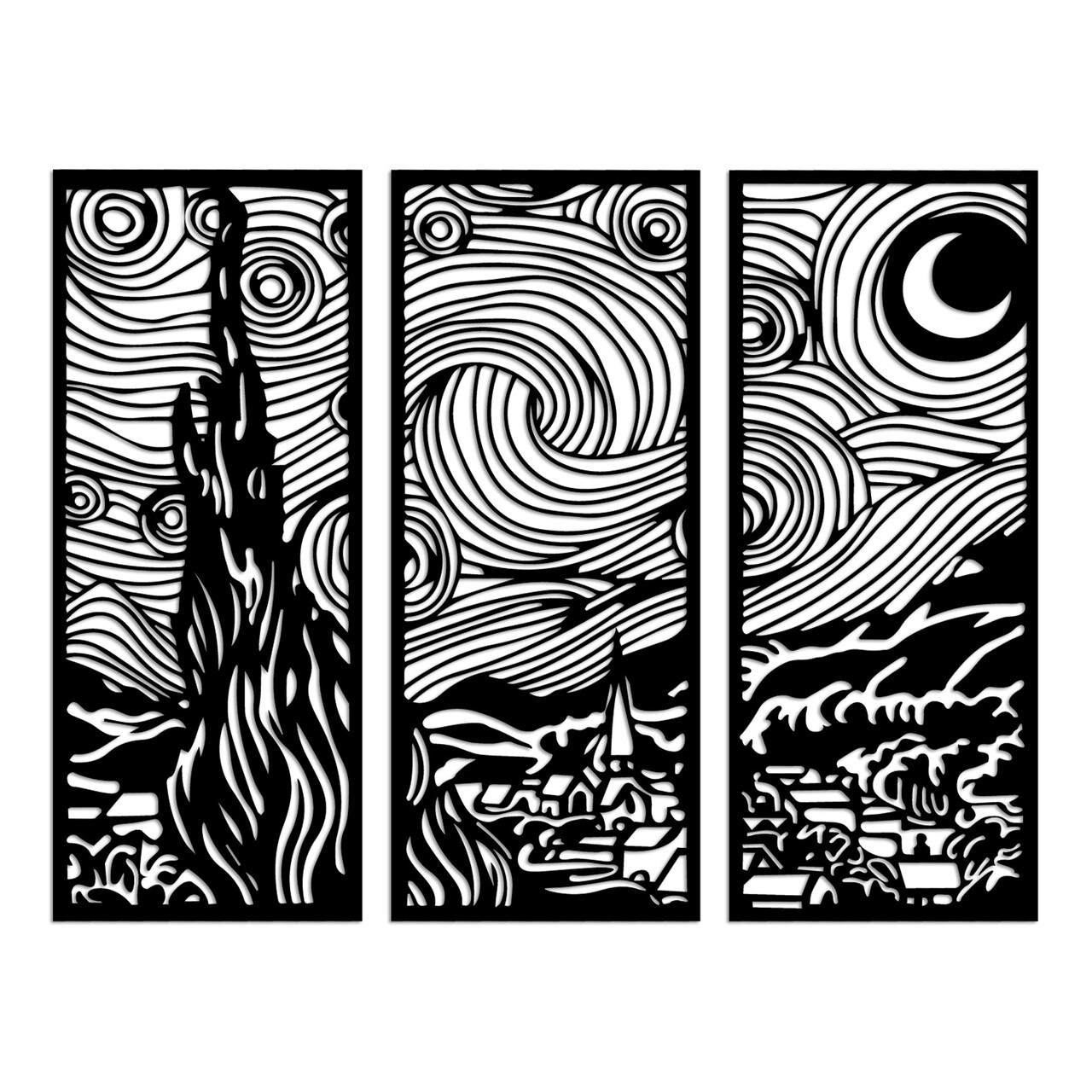 Decoratiune de perete, Vangogh, Dimensiuni: 3 x 30 x 73 cm, Negru - view 4
