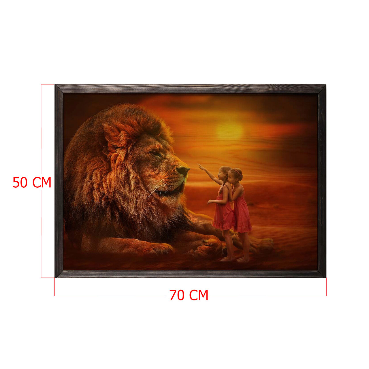 Tablou decorativ, Touch The Lıon XL, Lemn, Lemn, Multicolor