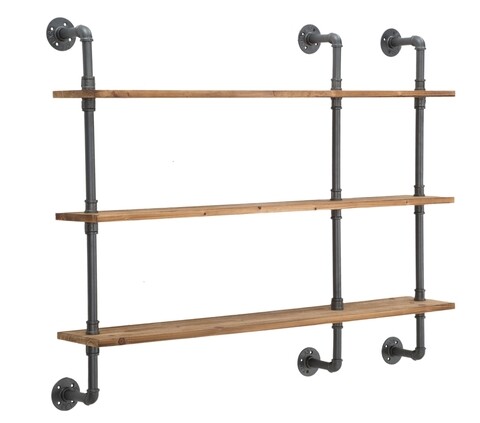 Raft de perete Manhattan, Mauro Ferretti, 120×22.5×100 cm, lemn de brad, gri inchis 120x22.5x100
