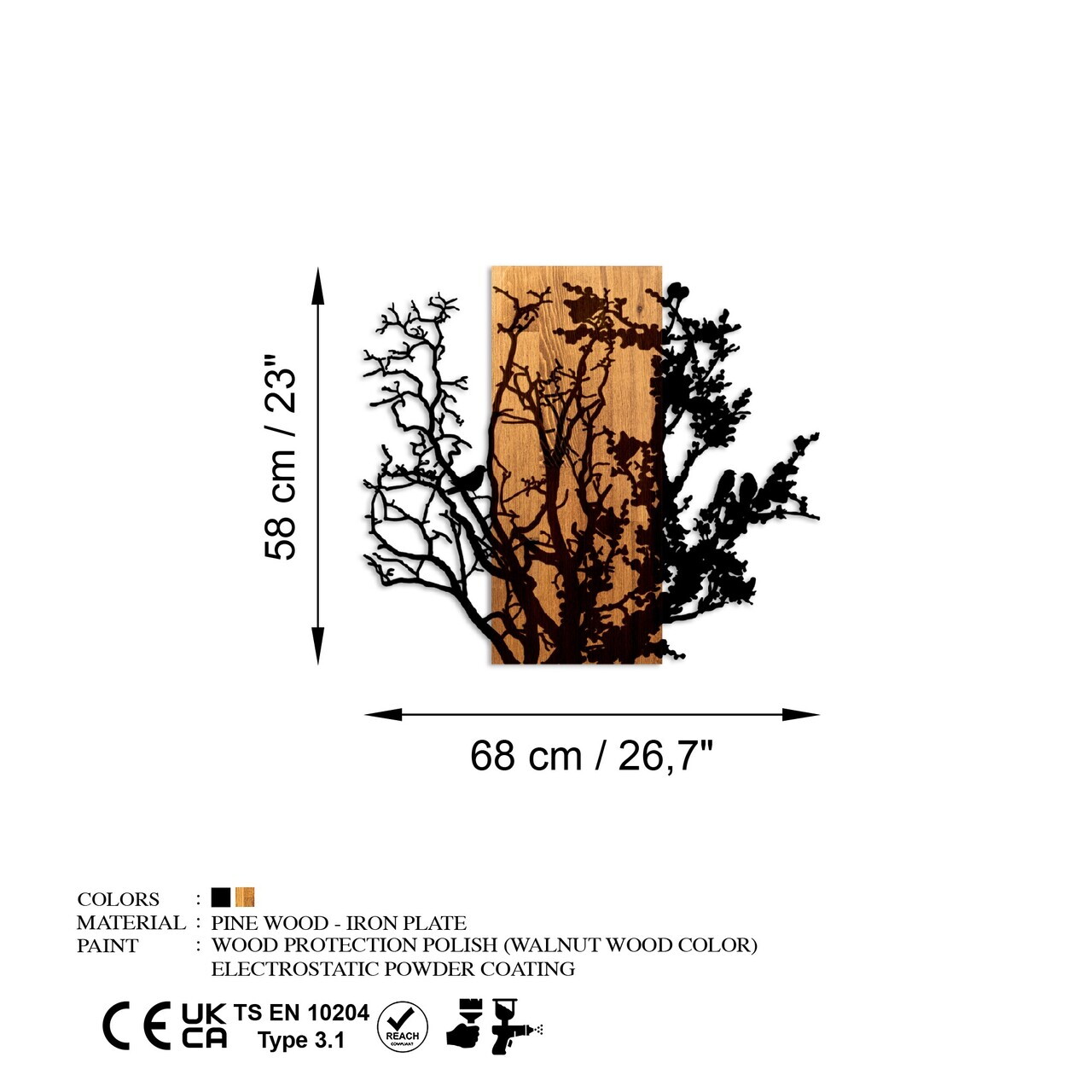 Decoratiune de perete, About Dry Grasses, Lățime: 68 cm, Nuc / Negru — imaginea 7