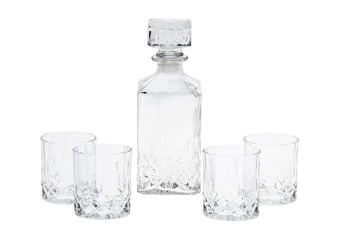 Set 4 pahare si sticla pentru whisky, sticla
