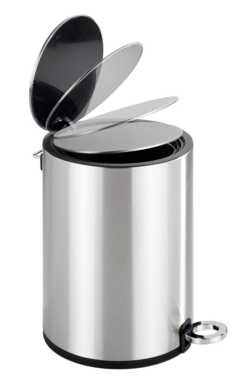 Cos de gunoi cu pedala, Wenko, Monza Easy Close, 3 L, 24.5 x 25.5 x 18.5 cm, inox, argintiu - 1 | YEO