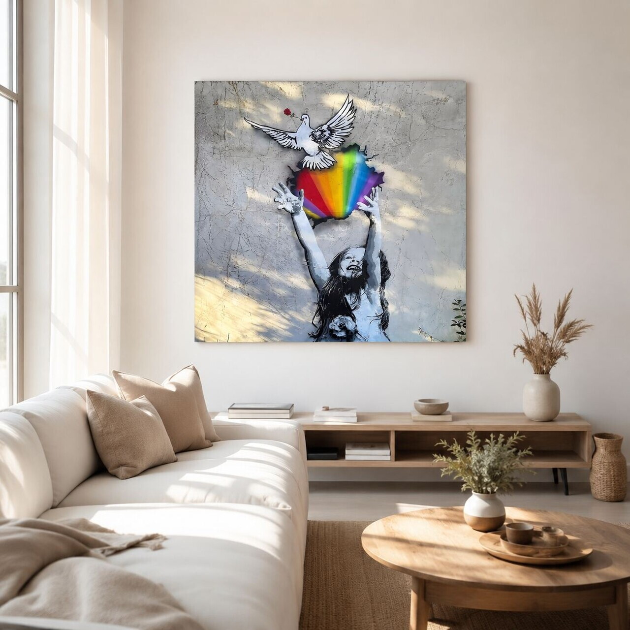Tablou decorativ, KNV12066, Canvas, Lemn, Multicolor