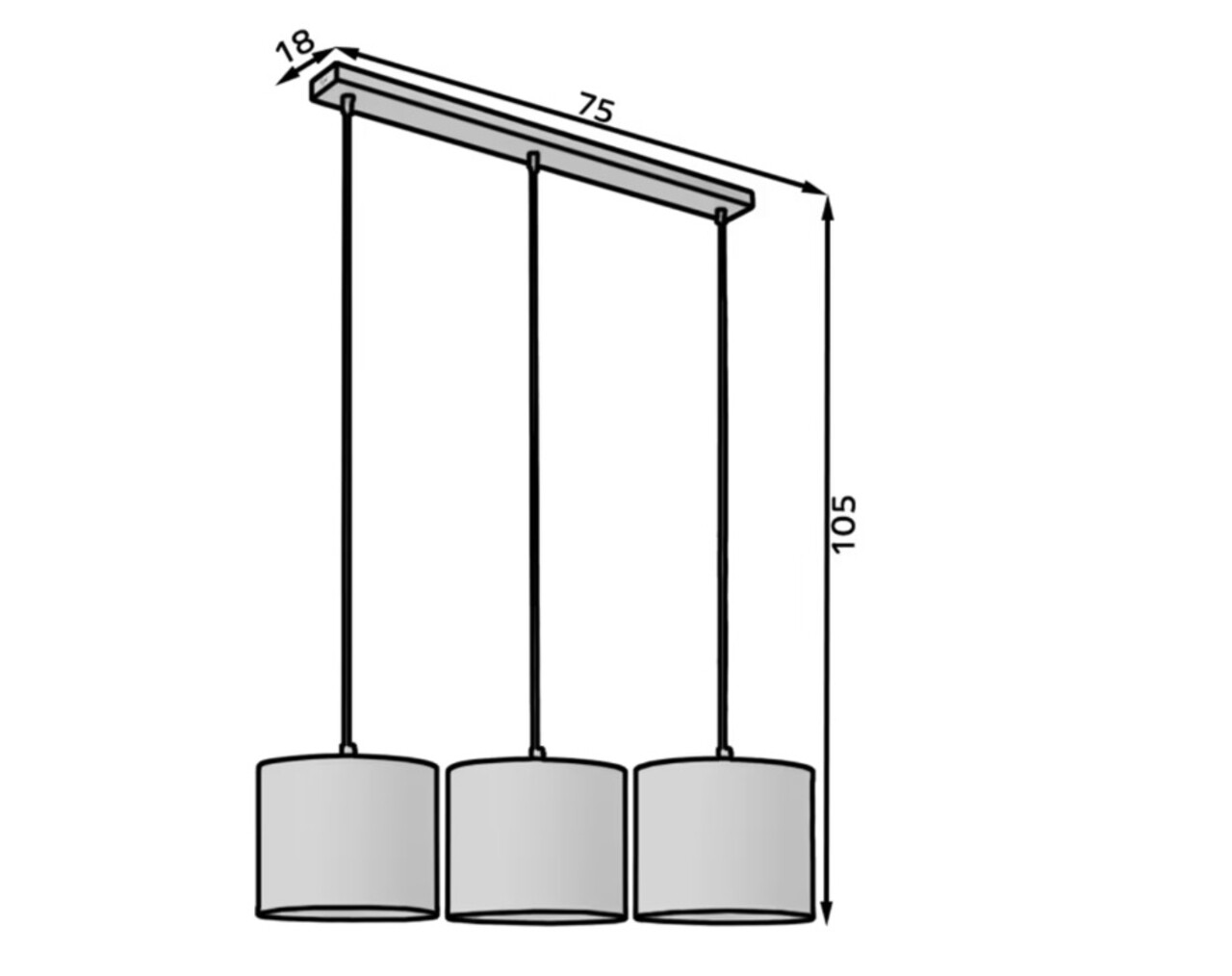 Lustra ELTAP, Vespillo, 75x18x105 cm, 3xE27, 15W, otel/PVC, alb/auriu