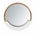 Oglinda de perete cu spatiu de depozitare, Wenko Finja, 38 x 39 cm, bambus/MDF, natur/alb