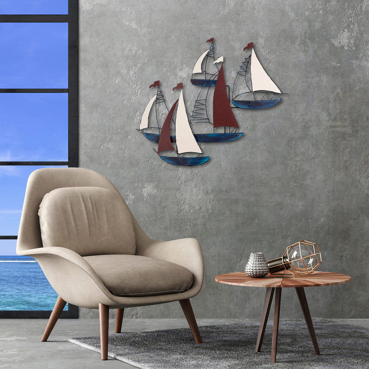 Decoratiune de perete, Kadirga, Metal, Dimensiune: 88 x 73 cm, Multicolor - 2 | YEO
