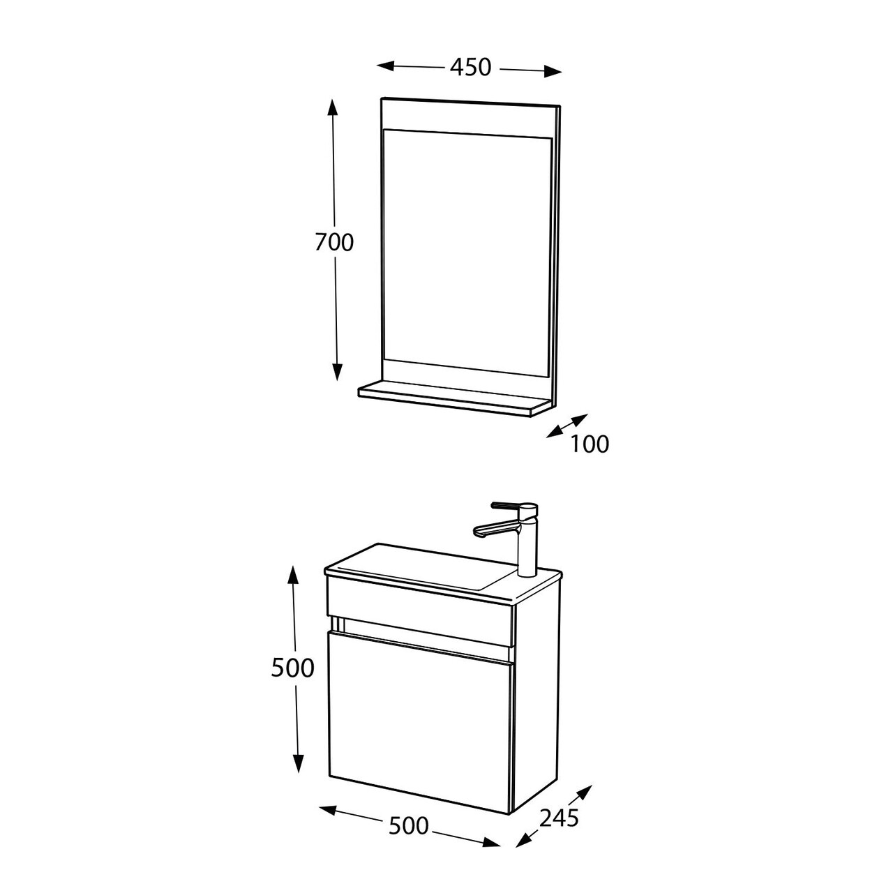 Set mobilier de baie (2 piese), Hanah Home, Passero 50, Gri Mat - view 6