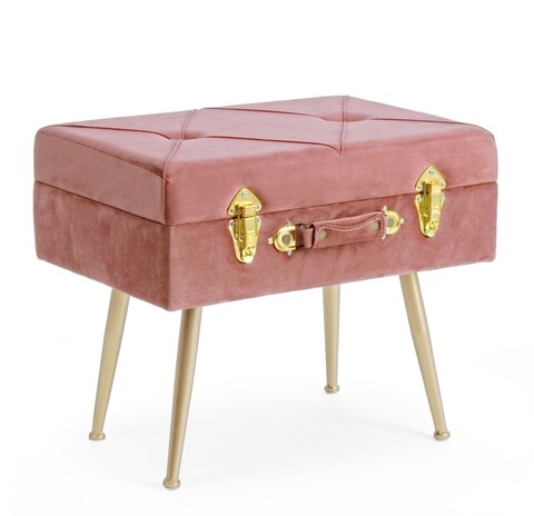 Taburet cu spatiu pentru depozitare Polina, Bizzotto, 50x34x42 cm, roz antic 50x34x42 imagine model 2022