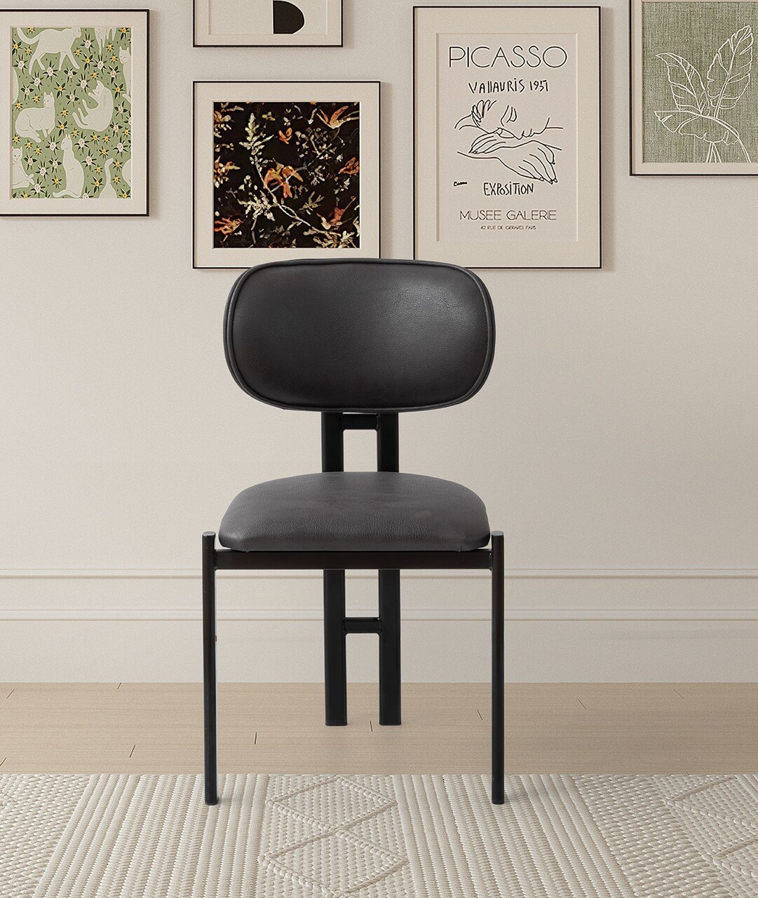 Set scaune 2 piese, Hanah Home, Muriz, Metal, Antracit / Negru