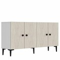 Consola, Hanah Home, Sherifa 150, 150x75x32 cm, Alb / Travertin