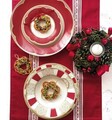 Serviciu de masa 18 piese, Golden Eye Red, Brandani, portelan