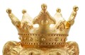 Figurina /sculptura decorativa King Leon, Mauro Ferretti, 30x42x74 cm, polirasina, auriu