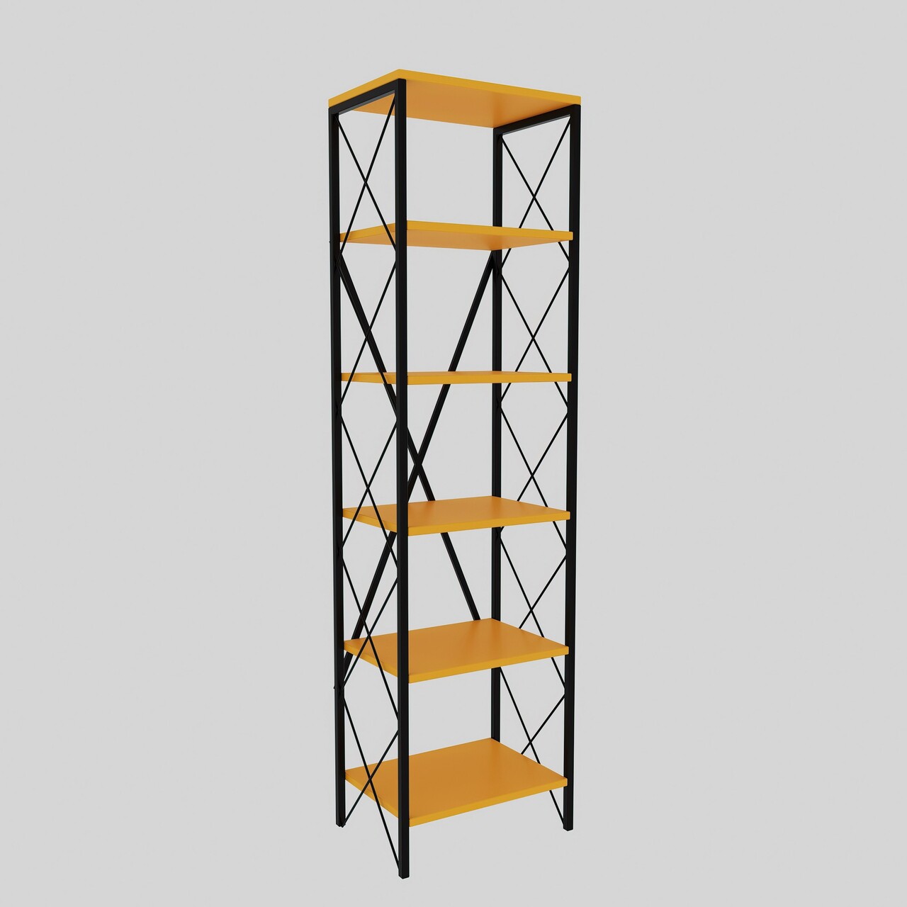 Corp biblioteca, Kalune Design, Suadiye, 50x180x30 cm, PAL, Galben/Negru - 2 | YEO