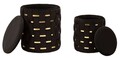 Set 2 taburete cu spatiu depozitare Shanty, Mauro Ferretti, 37x42 cm, 28x35 cm, fier/MDf/poliester, negru/auriu