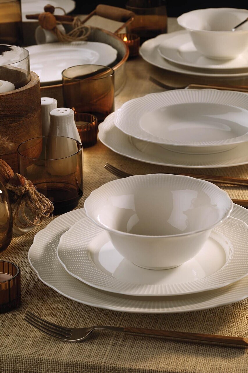 Serviciu de masa, Hermia, 719KTP9856, Portelan, Farfurie: 23 cm (6 bucăți), Crem — imaginea 2