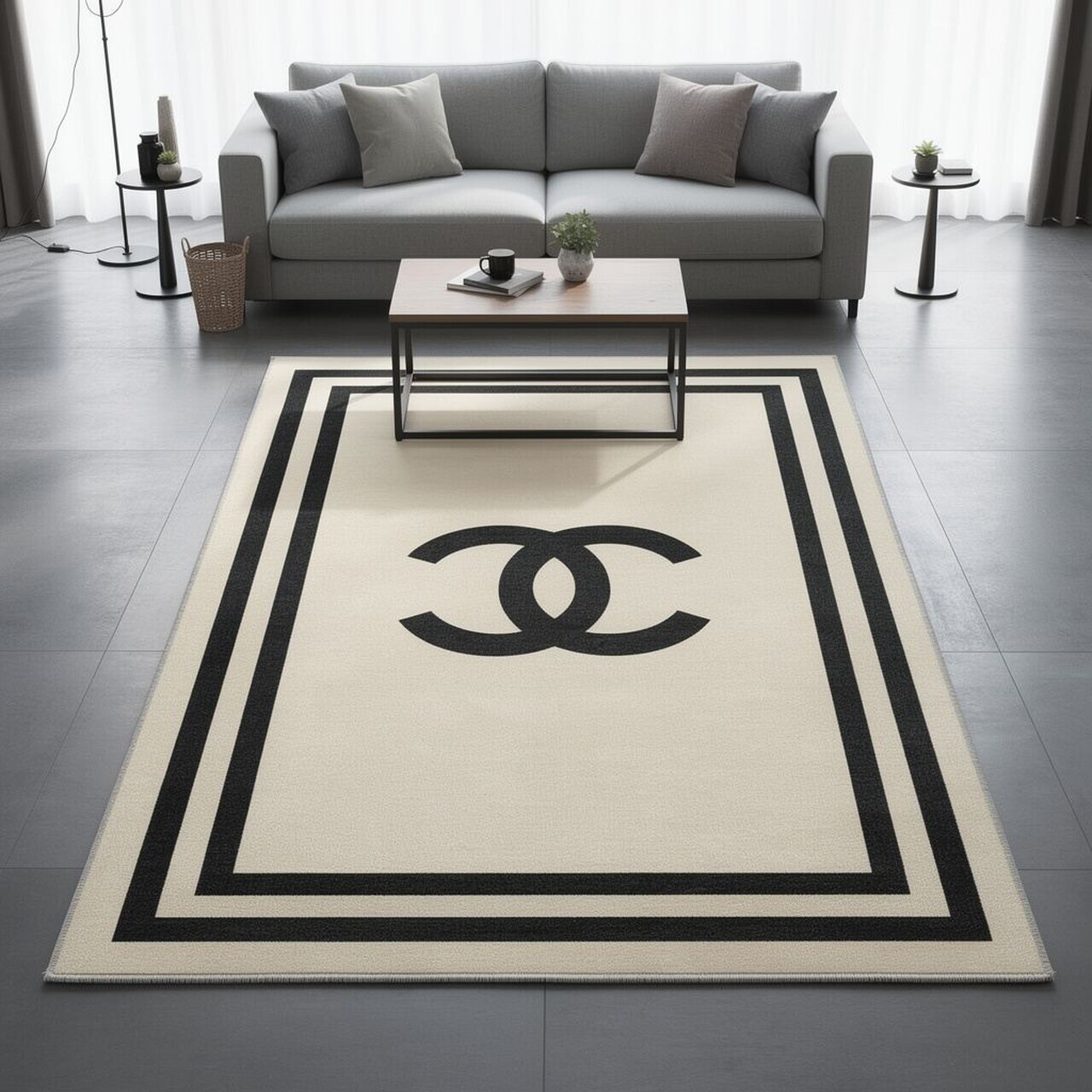Covor Hmnt754 100x300 cm Poliester Bej/Negru