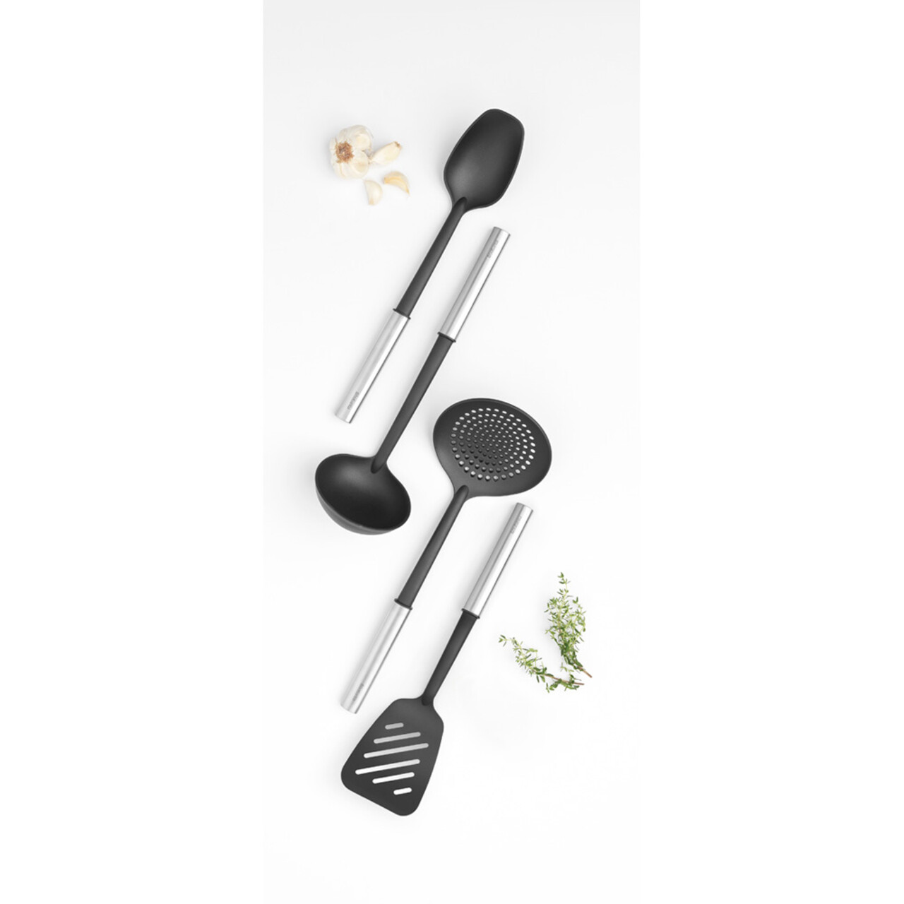 Set 4 ustensile de bucatarie, Brabantia, Profile Non-Stick, 11.6x11.6x35 cm, inox, argintiu