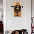 Decoratiune de perete, Jesus, lemn/metal, 48 x 57.5 cm, negru/maro