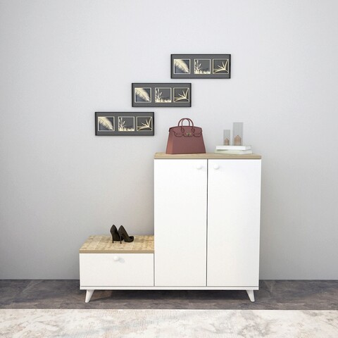 Cuier de perete, lacivert, tasarım, 120x120x40 cm, stejar / alb